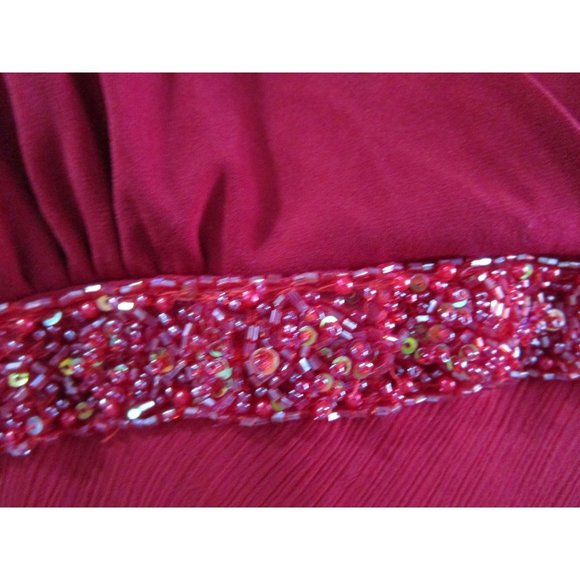 Bisou Bisou Michele Bohbot Beaded Accent Chiffon Overlay Red Cocktail Dress Sz 8 - Picture 7 of 16